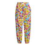 Smiley Faces Emoji Pattern Print Fleece Lined Knit Pants