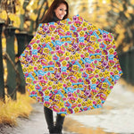Smiley Faces Emoji Pattern Print Foldable Umbrella