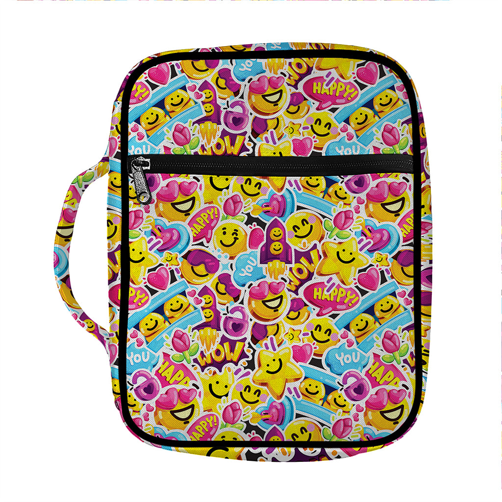 Smiley Faces Emoji Pattern Print Front Pocket Bible Bag