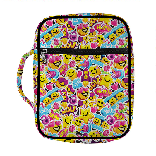 Smiley Faces Emoji Pattern Print Front Pocket Bible Bag