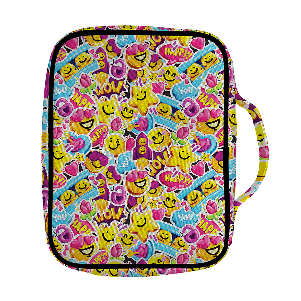 Smiley Faces Emoji Pattern Print Front Pocket Bible Bag