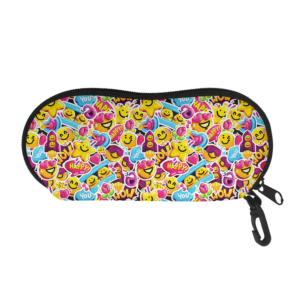 Smiley Faces Emoji Pattern Print Glasses Case