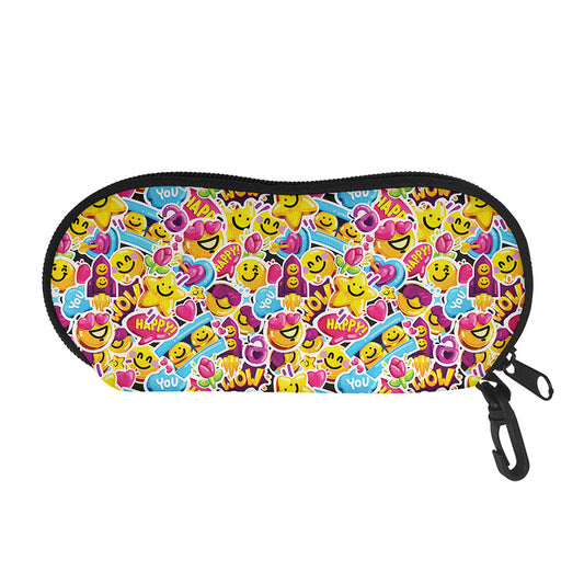Smiley Faces Emoji Pattern Print Glasses Case