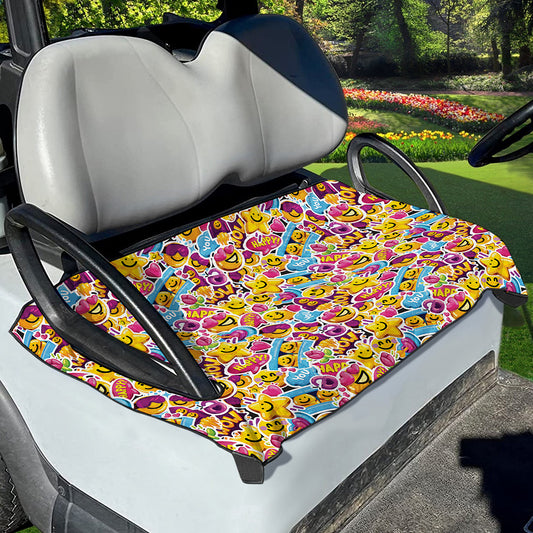 Smiley Faces Emoji Pattern Print Golf Cart Seat Cover
