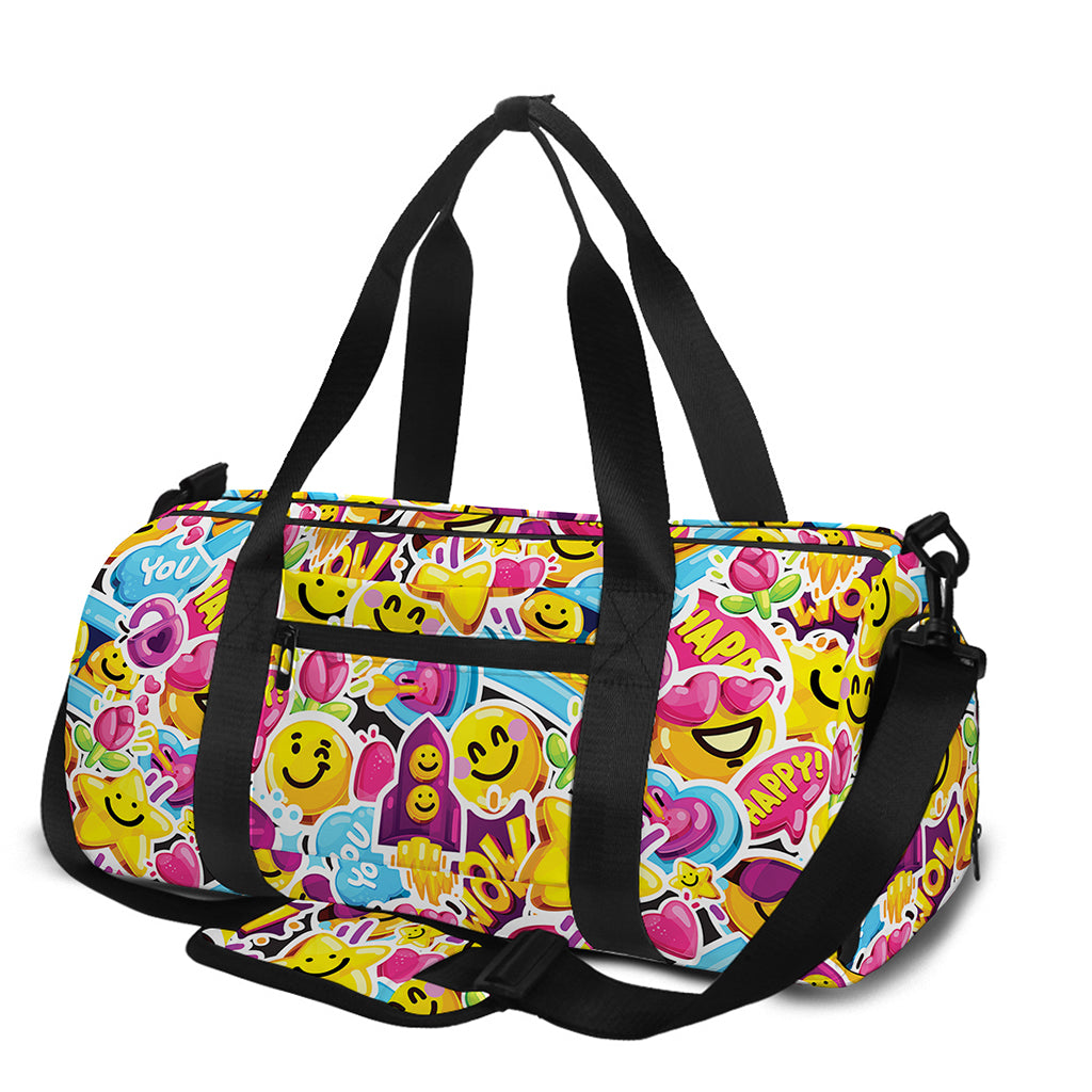 Smiley Faces Emoji Pattern Print Gym Bag