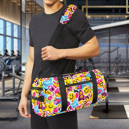 Smiley Faces Emoji Pattern Print Gym Bag