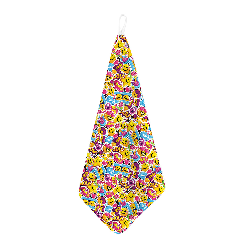 Smiley Faces Emoji Pattern Print Hand Towel