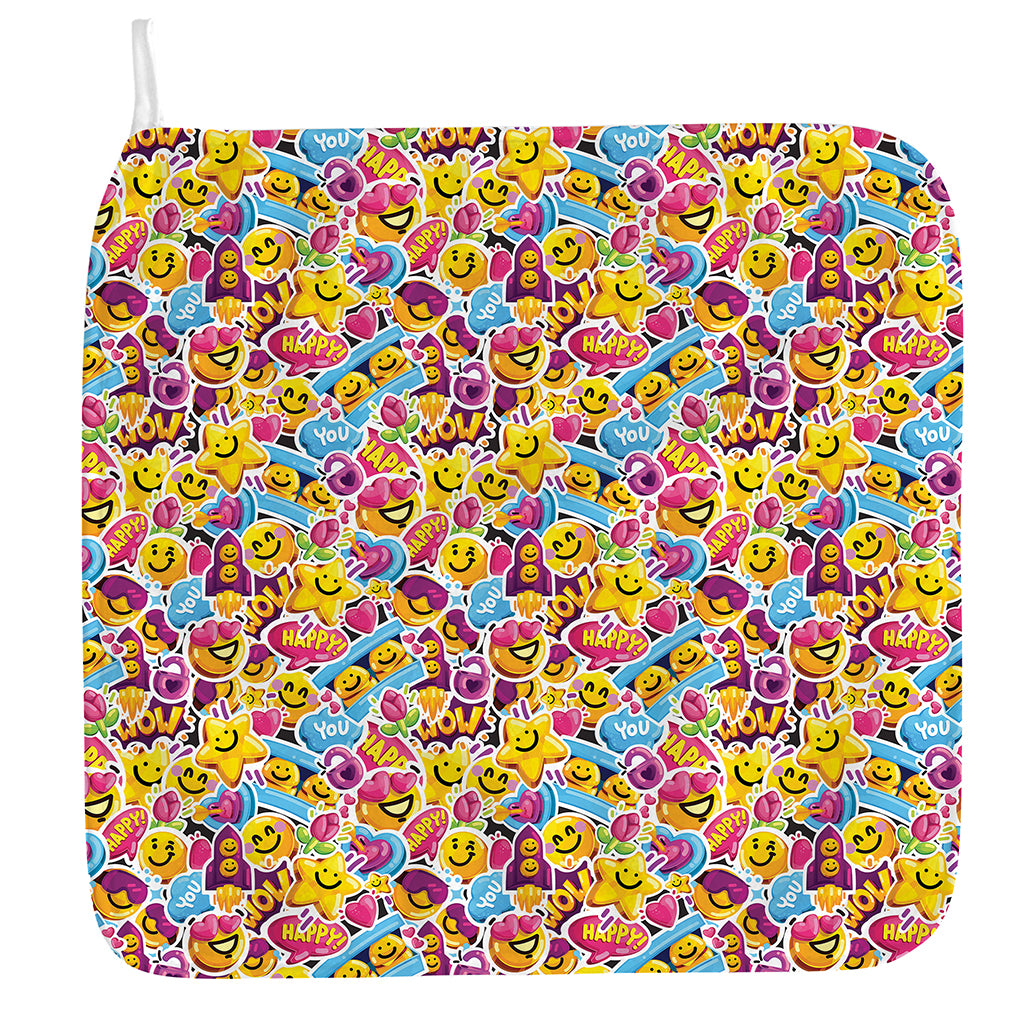 Smiley Faces Emoji Pattern Print Hand Towel