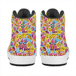 Smiley Faces Emoji Pattern Print High Top Leather Sneakers