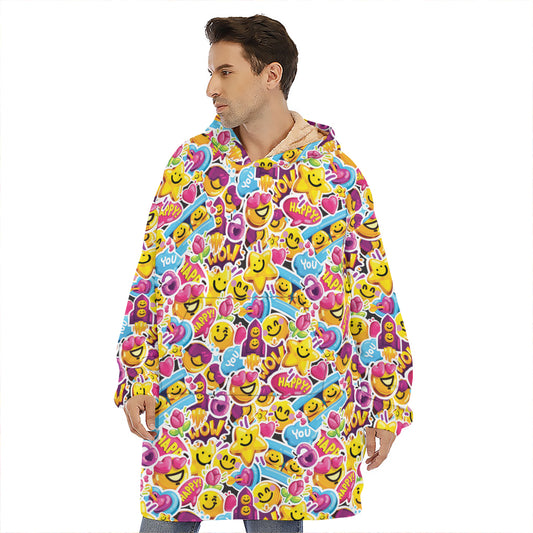 Smiley Faces Emoji Pattern Print Hoodie Blanket