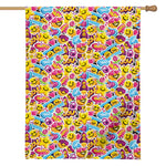Smiley Faces Emoji Pattern Print House Flag