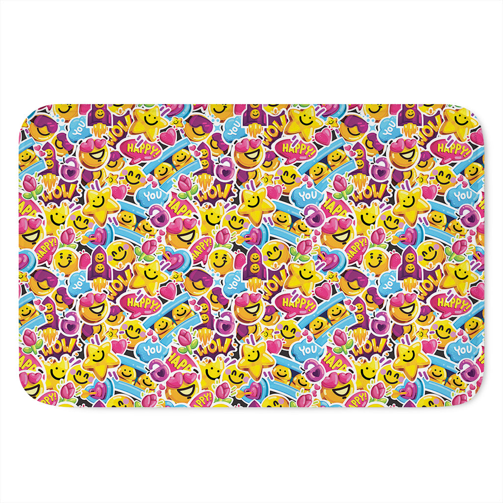 Smiley Faces Emoji Pattern Print Indoor Door Mat