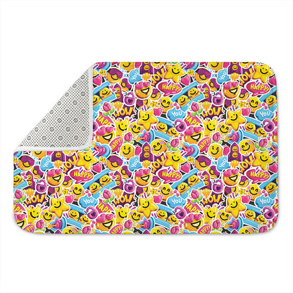 Smiley Faces Emoji Pattern Print Indoor Door Mat