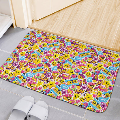 Smiley Faces Emoji Pattern Print Indoor Door Mat