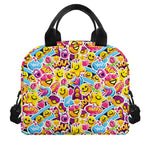 Smiley Faces Emoji Pattern Print Insulated Lunch Bag