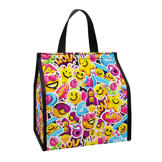 Smiley Faces Emoji Pattern Print Insulated Lunch Tote