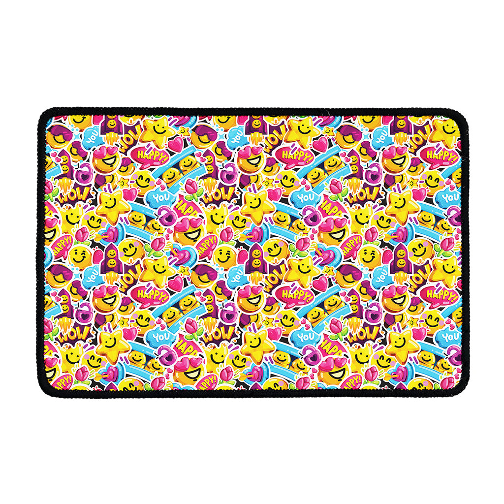 Smiley Faces Emoji Pattern Print Kitchen Mat