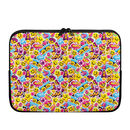 Smiley Faces Emoji Pattern Print Laptop Sleeve