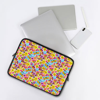 Smiley Faces Emoji Pattern Print Laptop Sleeve