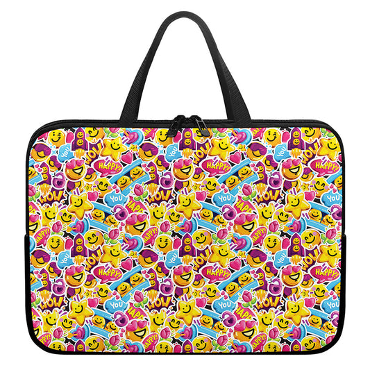 Smiley Faces Emoji Pattern Print Laptop Sleeve With Handle