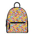 Smiley Faces Emoji Pattern Print Leather Backpack