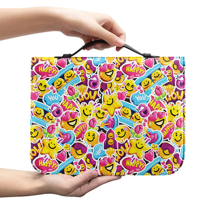 Smiley Faces Emoji Pattern Print Leather Bible Cover