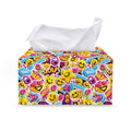 Smiley Faces Emoji Pattern Print Leather Tissue Box Cover