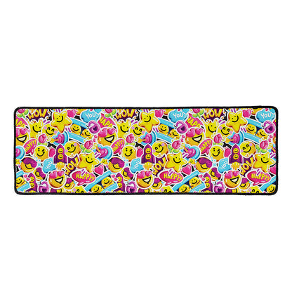 Smiley Faces Emoji Pattern Print Long Kitchen Mat
