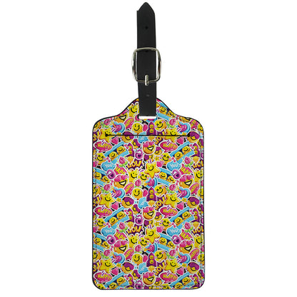 Smiley Faces Emoji Pattern Print Luggage Tag