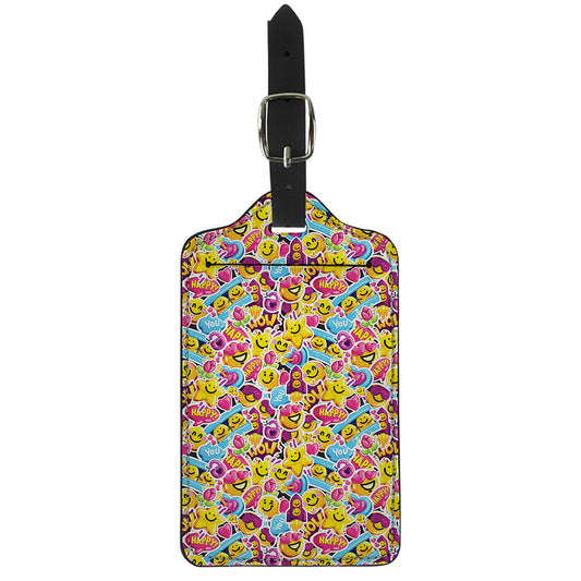 Smiley Faces Emoji Pattern Print Luggage Tag