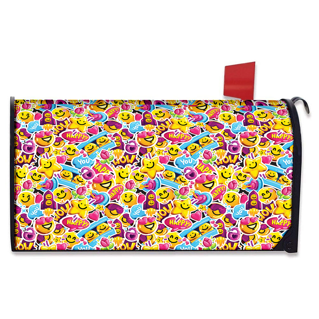 Smiley Faces Emoji Pattern Print Mailbox Cover