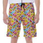 Smiley Faces Emoji Pattern Print Men's Beach Shorts