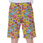 Smiley Faces Emoji Pattern Print Men's Beach Shorts