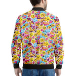 Smiley Faces Emoji Pattern Print Men's Bomber Jacket