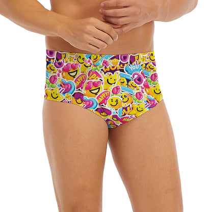 Smiley Faces Emoji Pattern Print Men's Briefs