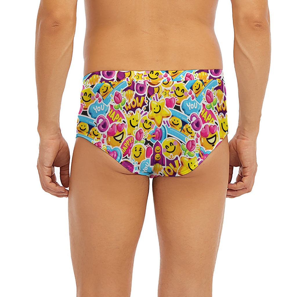 Smiley Faces Emoji Pattern Print Men's Briefs