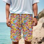 Smiley Faces Emoji Pattern Print Men's Cargo Shorts