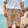 Smiley Faces Emoji Pattern Print Men's Cargo Shorts