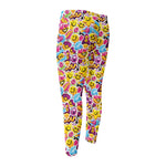 Smiley Faces Emoji Pattern Print Men's Compression Pants