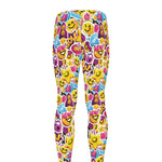 Smiley Faces Emoji Pattern Print Men's leggings