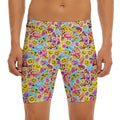 Smiley Faces Emoji Pattern Print Men's Long Boxer Briefs