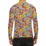 Smiley Faces Emoji Pattern Print Men's Long Sleeve Rash Guard