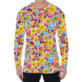 Smiley Faces Emoji Pattern Print Men's Long Sleeve T-Shirt