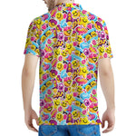 Smiley Faces Emoji Pattern Print Men's Polo Shirt