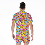 Smiley Faces Emoji Pattern Print Men's Rompers