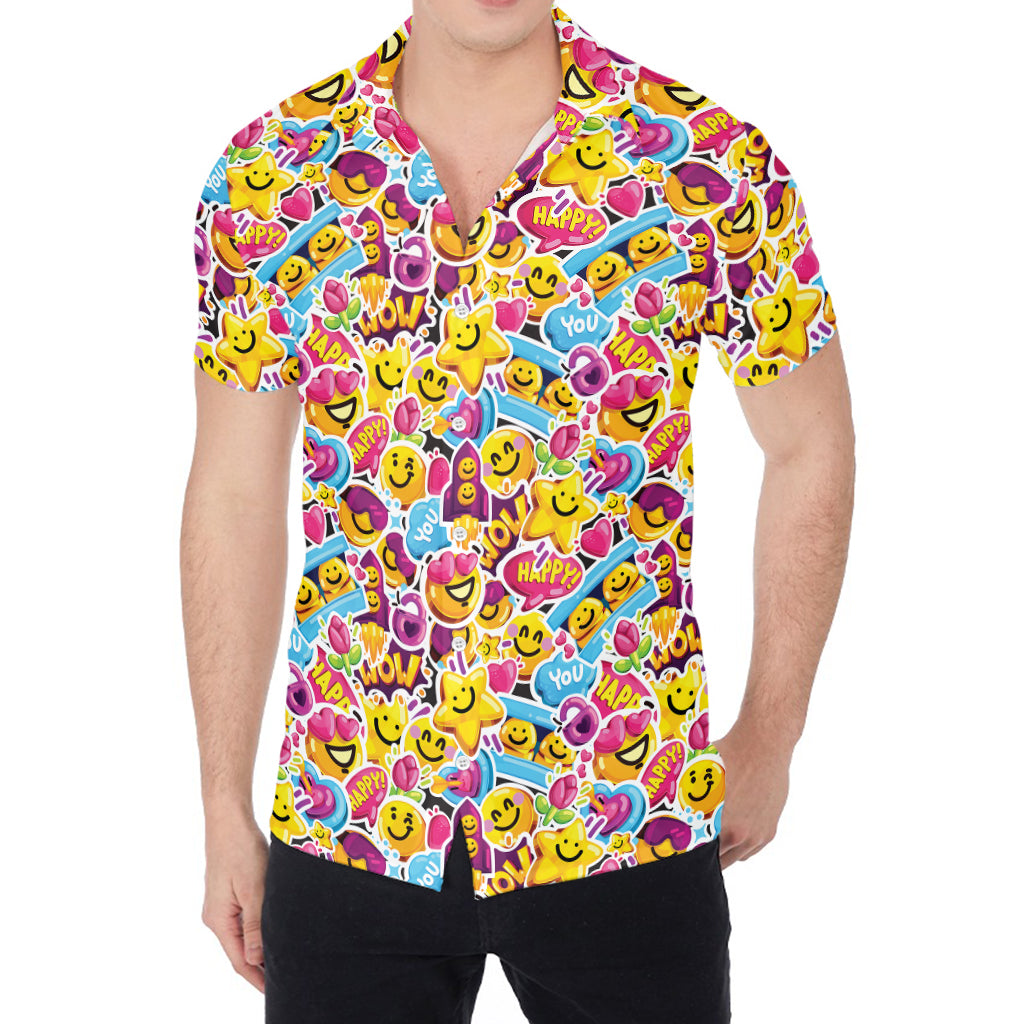 Smiley Faces Emoji Pattern Print Men's Shirt