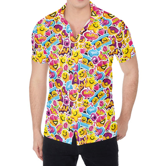 Smiley Faces Emoji Pattern Print Men's Shirt
