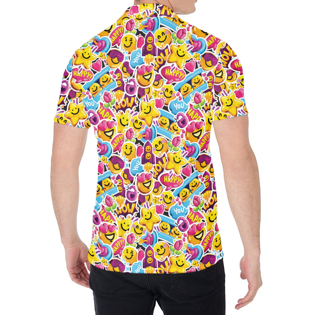 Smiley Faces Emoji Pattern Print Men's Shirt