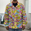 Smiley Faces Emoji Pattern Print Men's Shirt Jacket