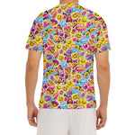 Smiley Faces Emoji Pattern Print Men's Short Sleeve Rash Guard